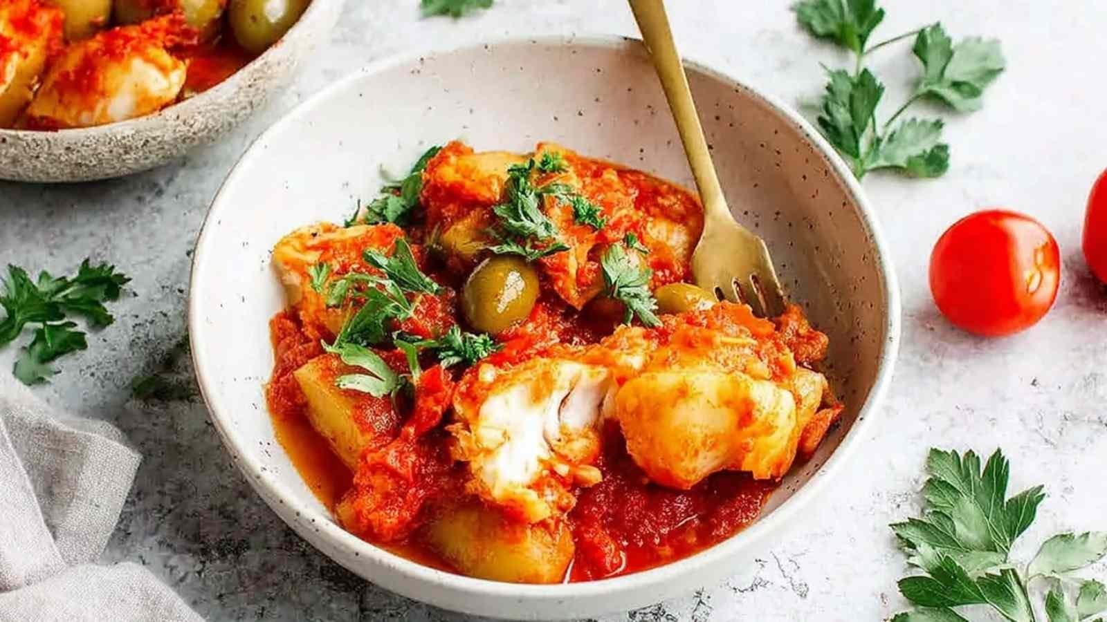 High Protein Bacalao a la Vizcaina (Guatemalan Salt Cod in Batter)
