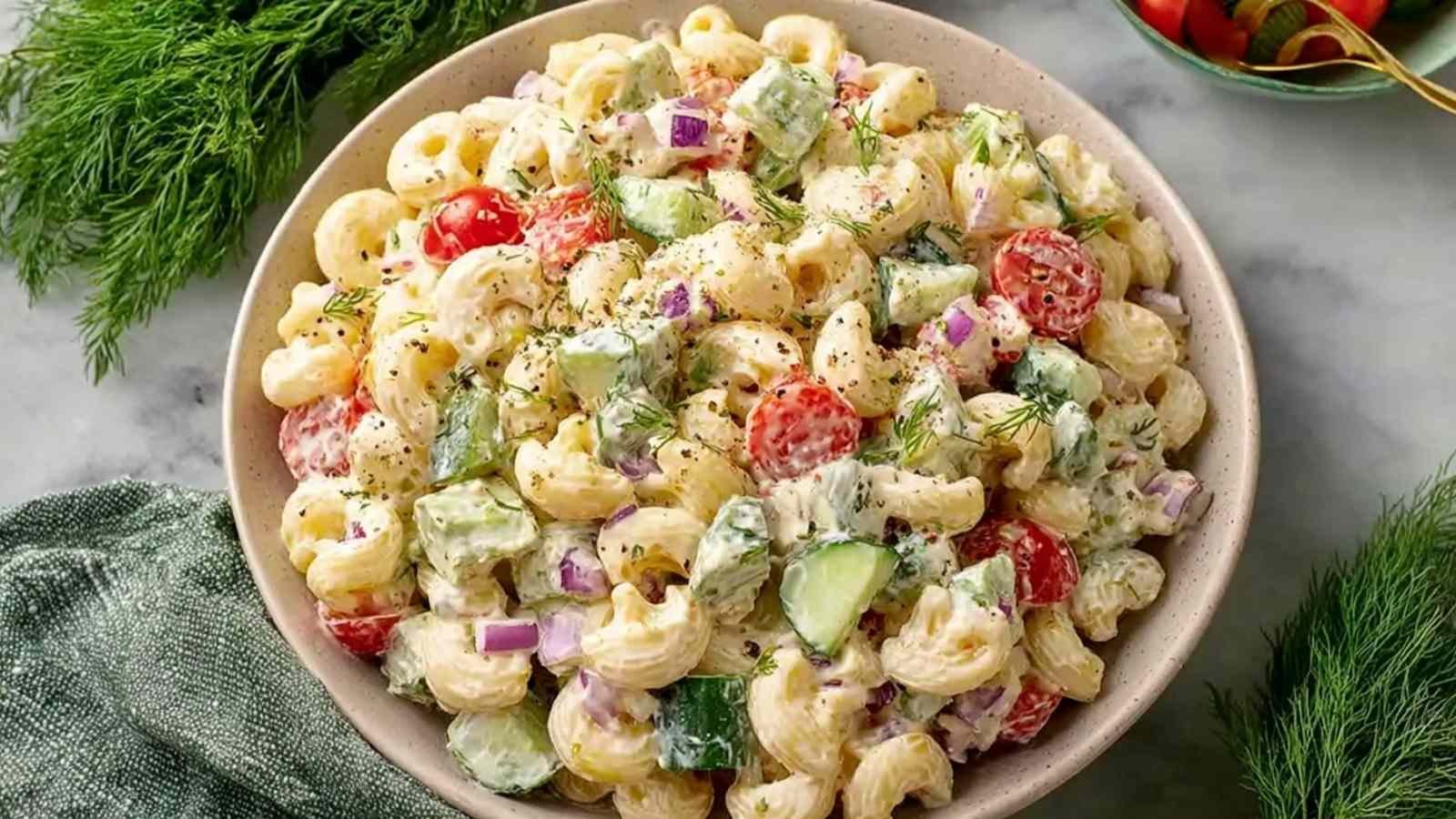 Simple High Protein Ranch Pasta Salad