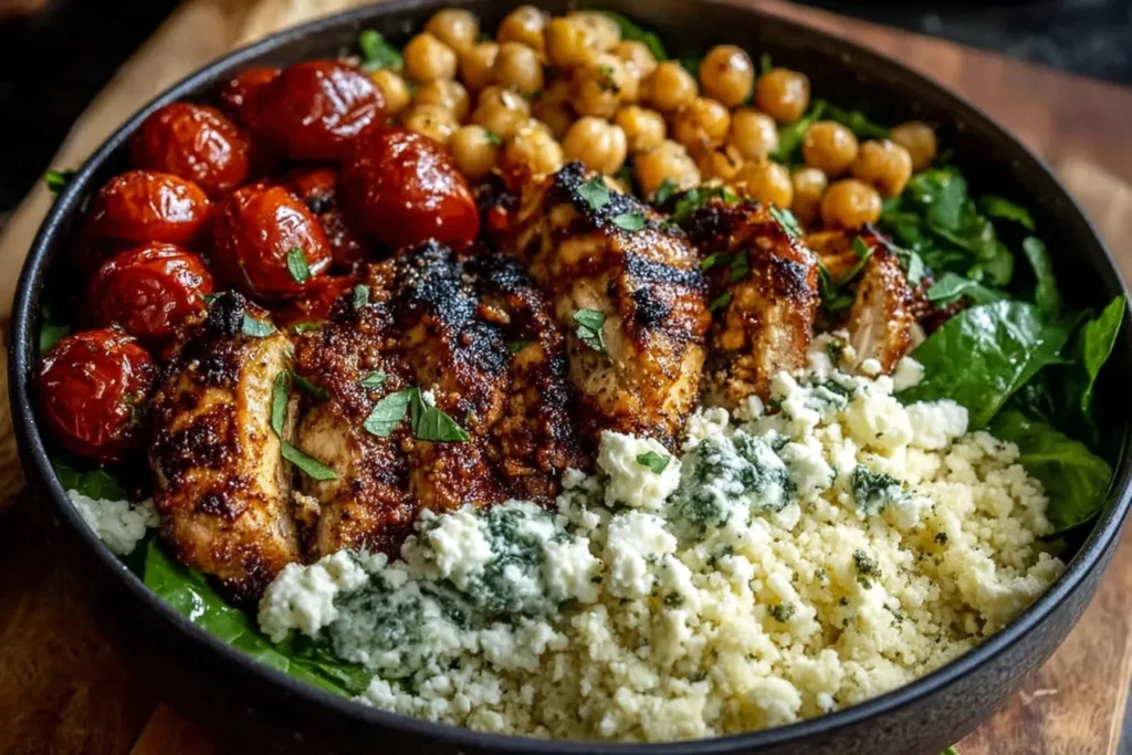 Lemon Herb Chicken Bowl with Chickpeas Feta Couscous Bowl 1024x683 2
