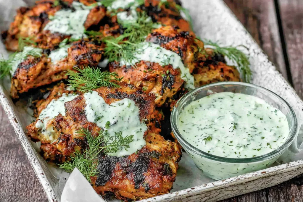 Mediterranean Grilled Chicken Thighs with Creamy Dill Sauce 1024x683 1