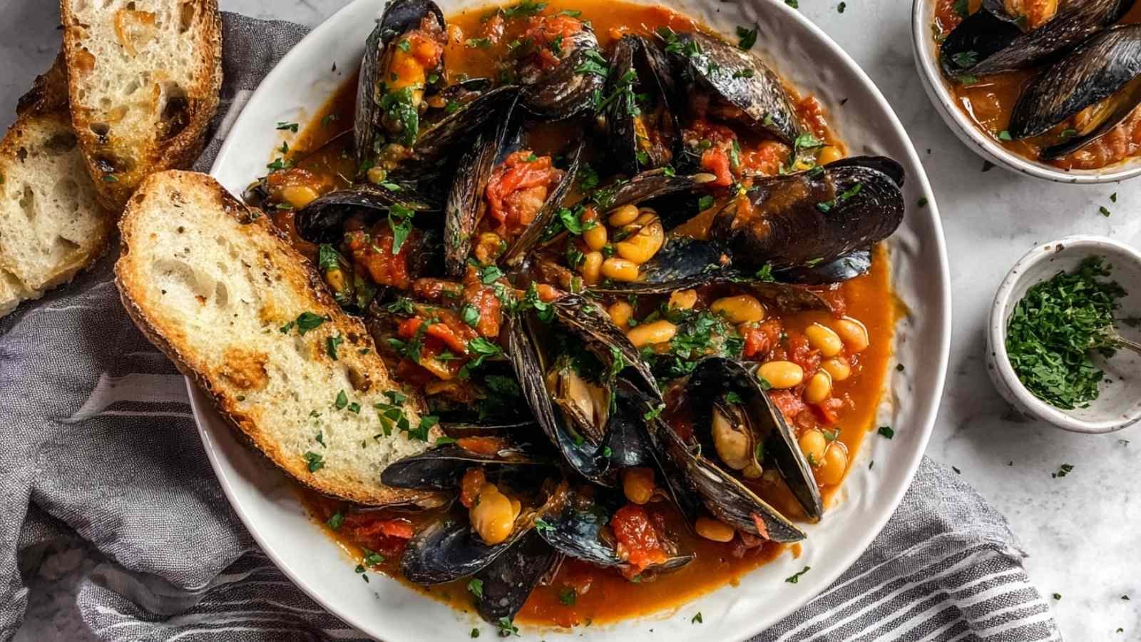 Mussels with Cannellini Beans and Tomatoes