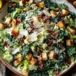 Roasted Garlic Kale Caesar Salad with Bacon Croutons 150x150 1
