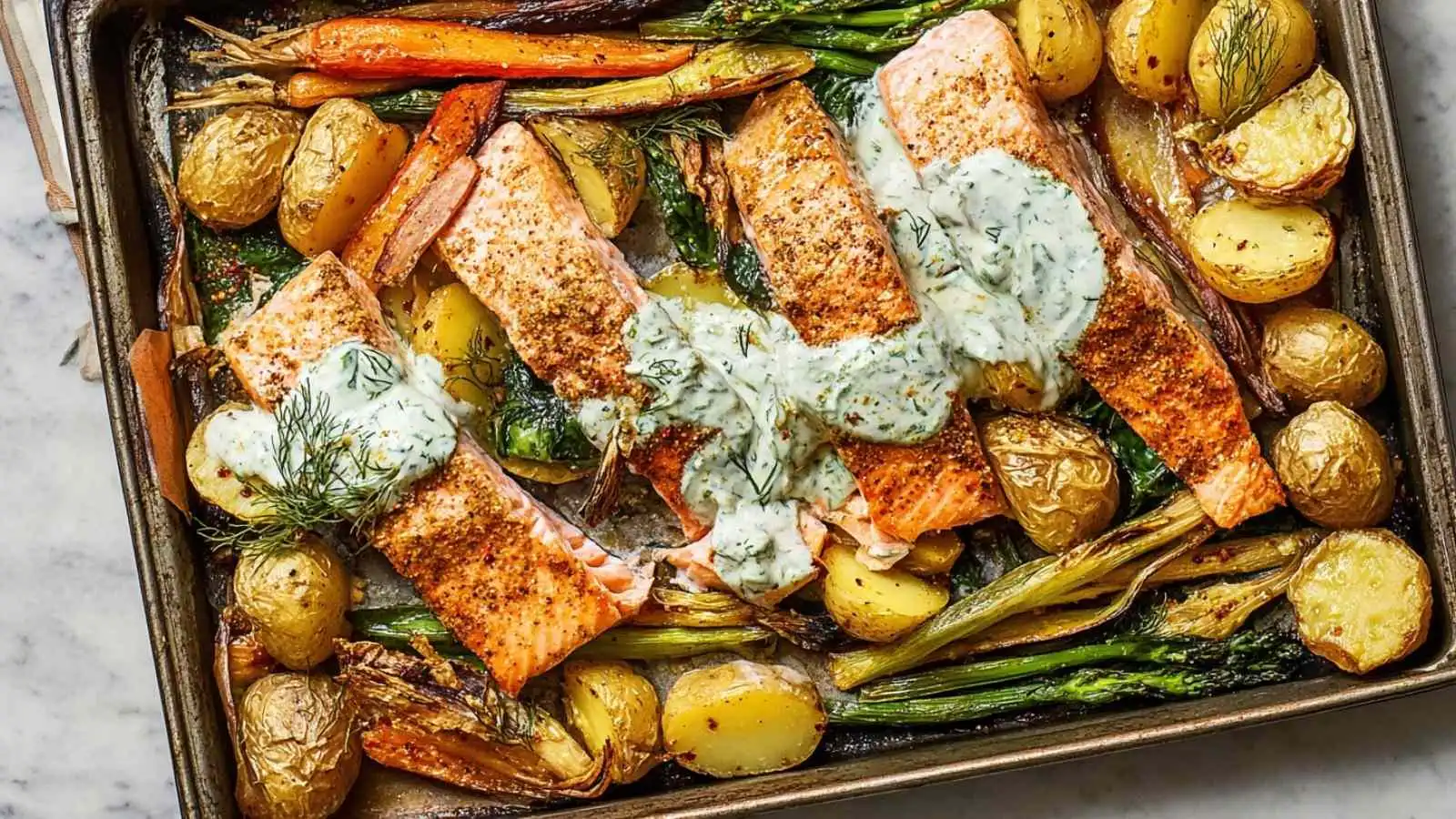 Salmon and Asparagus Spring Traybake