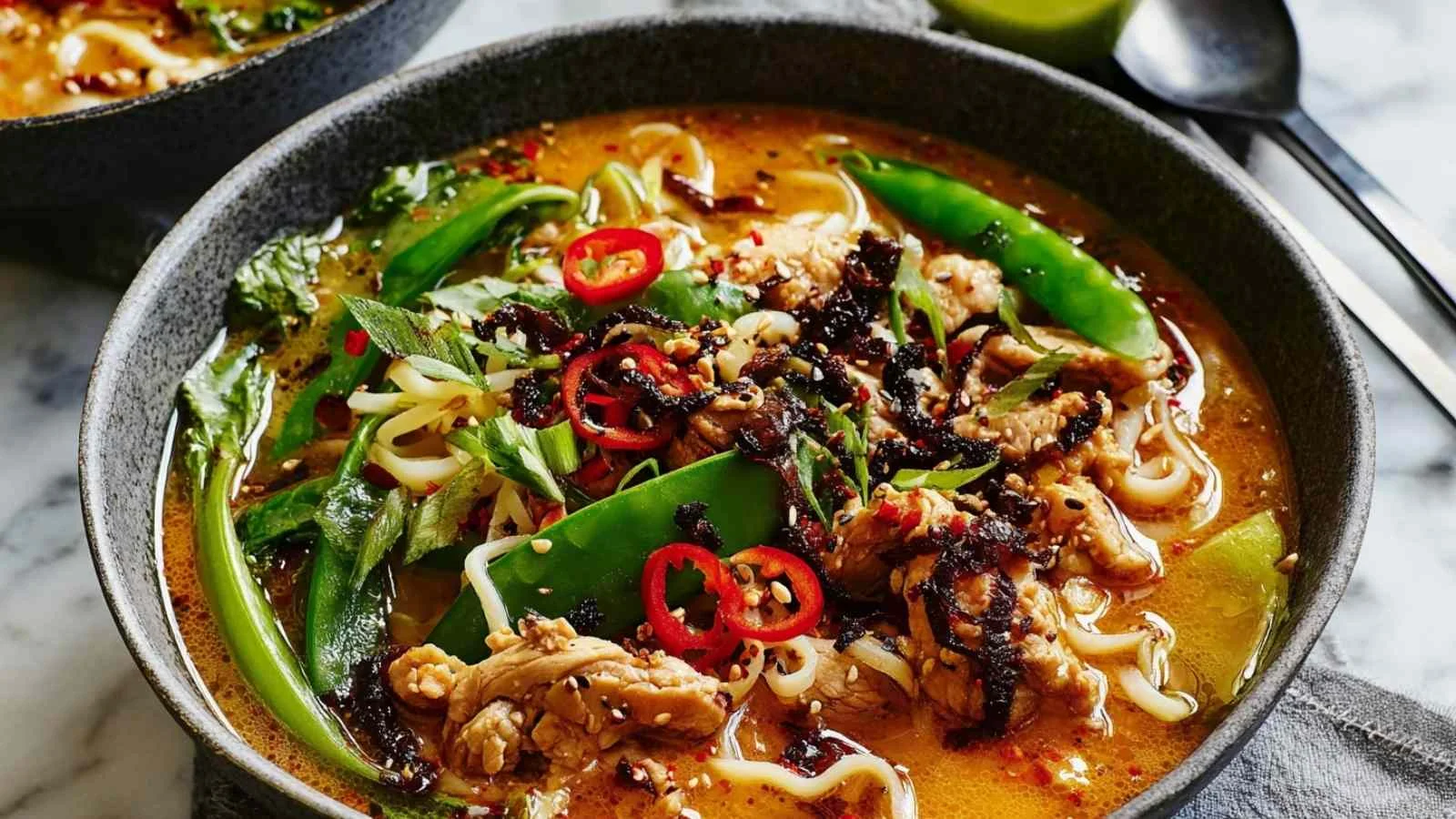 Tahini Gochujang Noodle Broth with Turkey