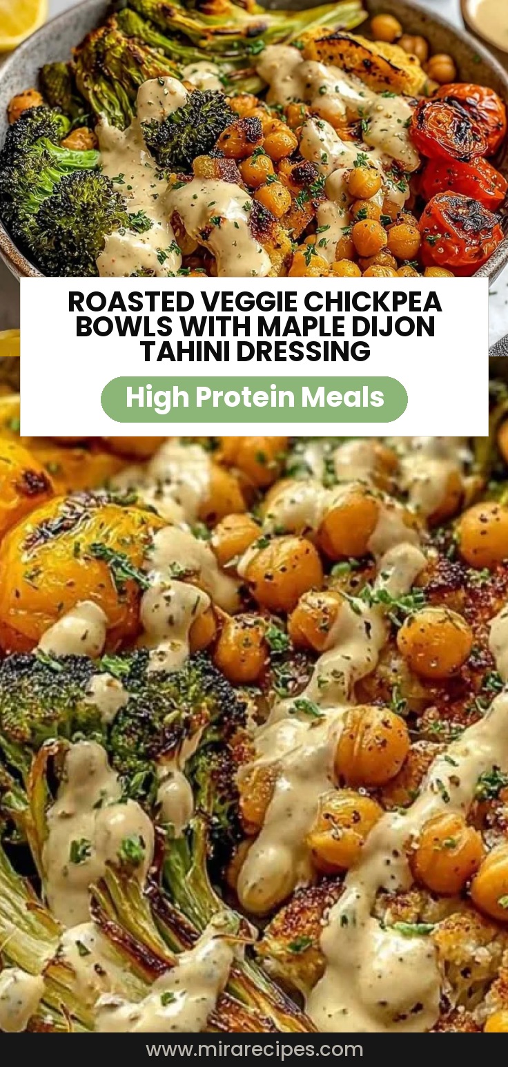 Roasted Veggie Chickpea Bowls with Maple Dijon Tahini Dressing